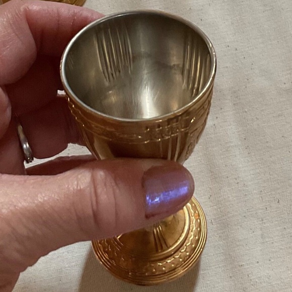 Vintage Corbell & Co. Gold Plated Mini Cordials Liqueur Set 2 Goblets 3.5” - Picture 8 of 9